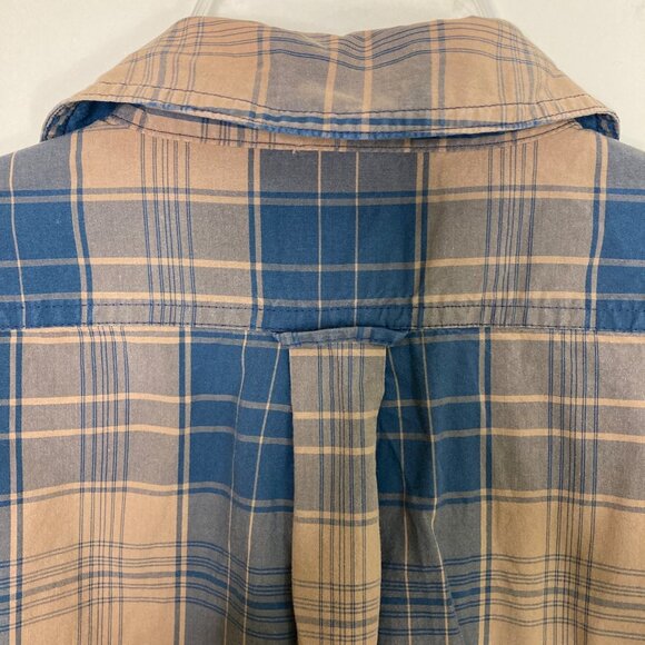 Filson Shirt Mens Small Navy Blue Tan Plaid Long Sleeve Gorpcore - Picture 4 of 8